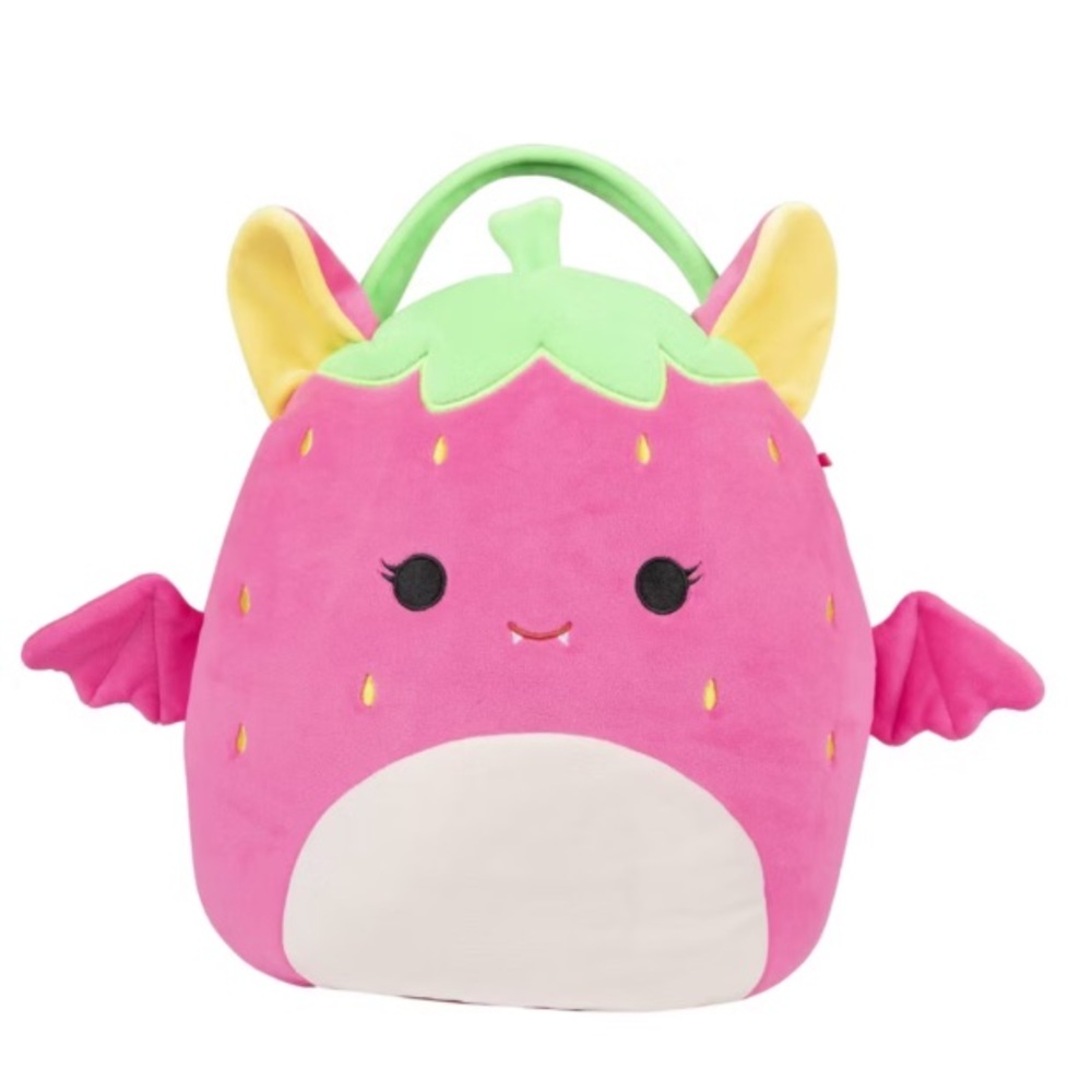 Squishmallows Gwendolyn the Neon Strawberry Bat Halloween Treat Pail